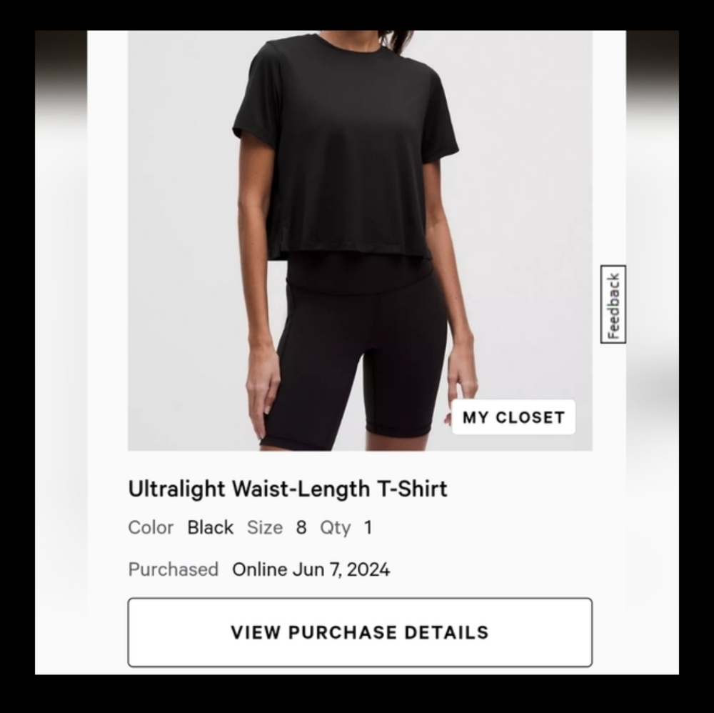 Lululemon Black Athletic Crop Top
